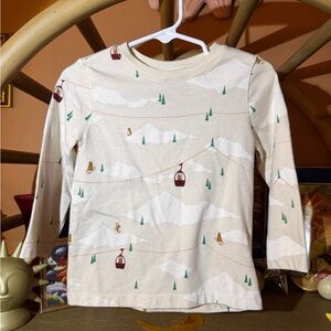 Cat & Jack Cream Long-Sleeve Ski Mountain Print Top